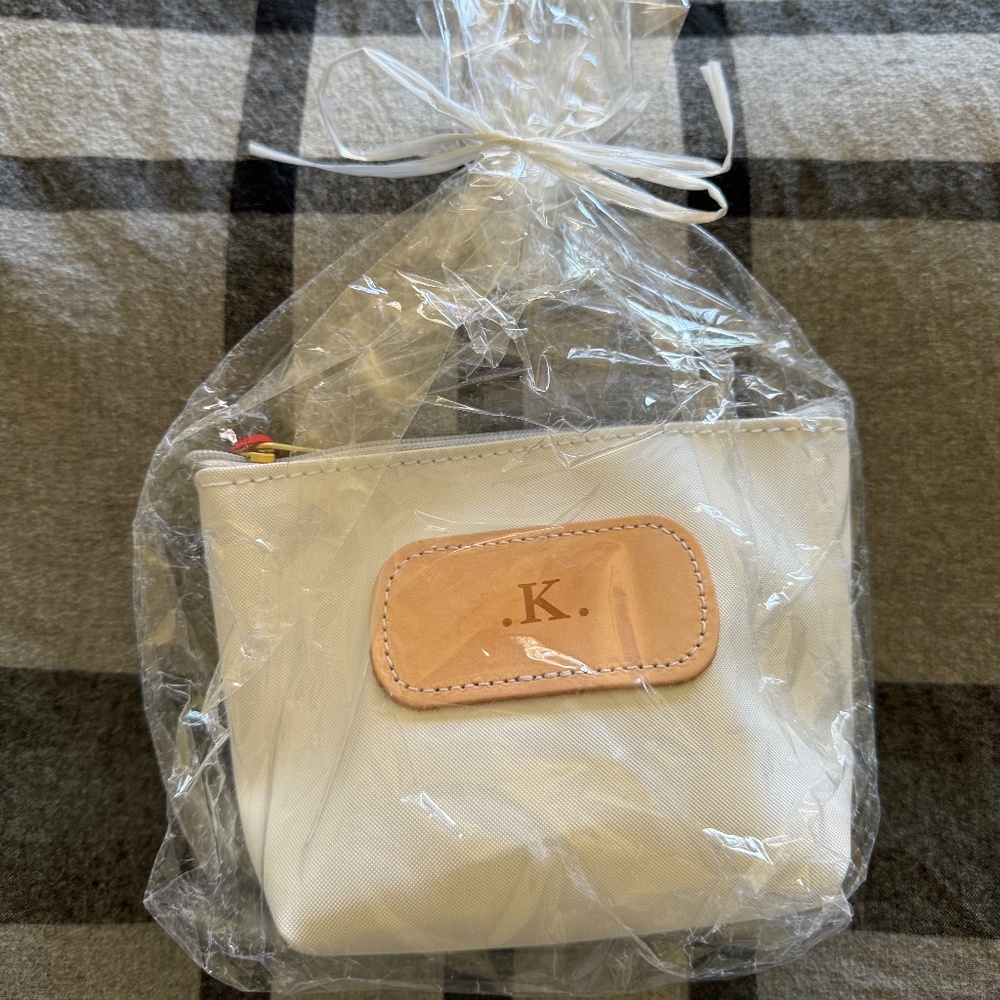 Letter K - White Cream Jon Hart Initial Chico Pouch - Brand new - Gift wrapped